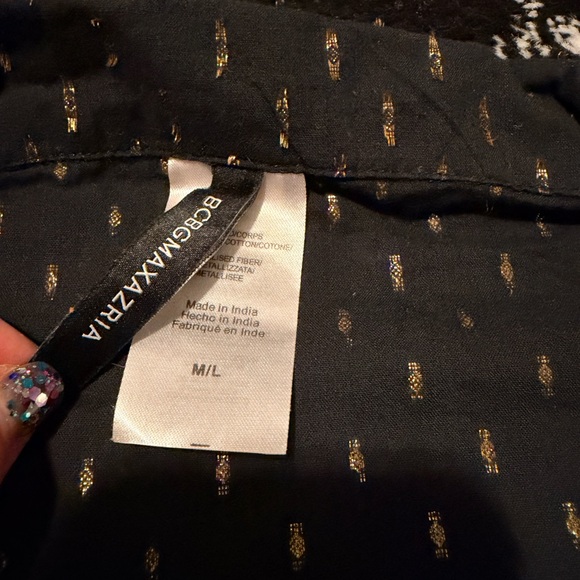 BCBGMaxAzria Black and Gold Casual Button-Down Shirt - Picture 3 of 3